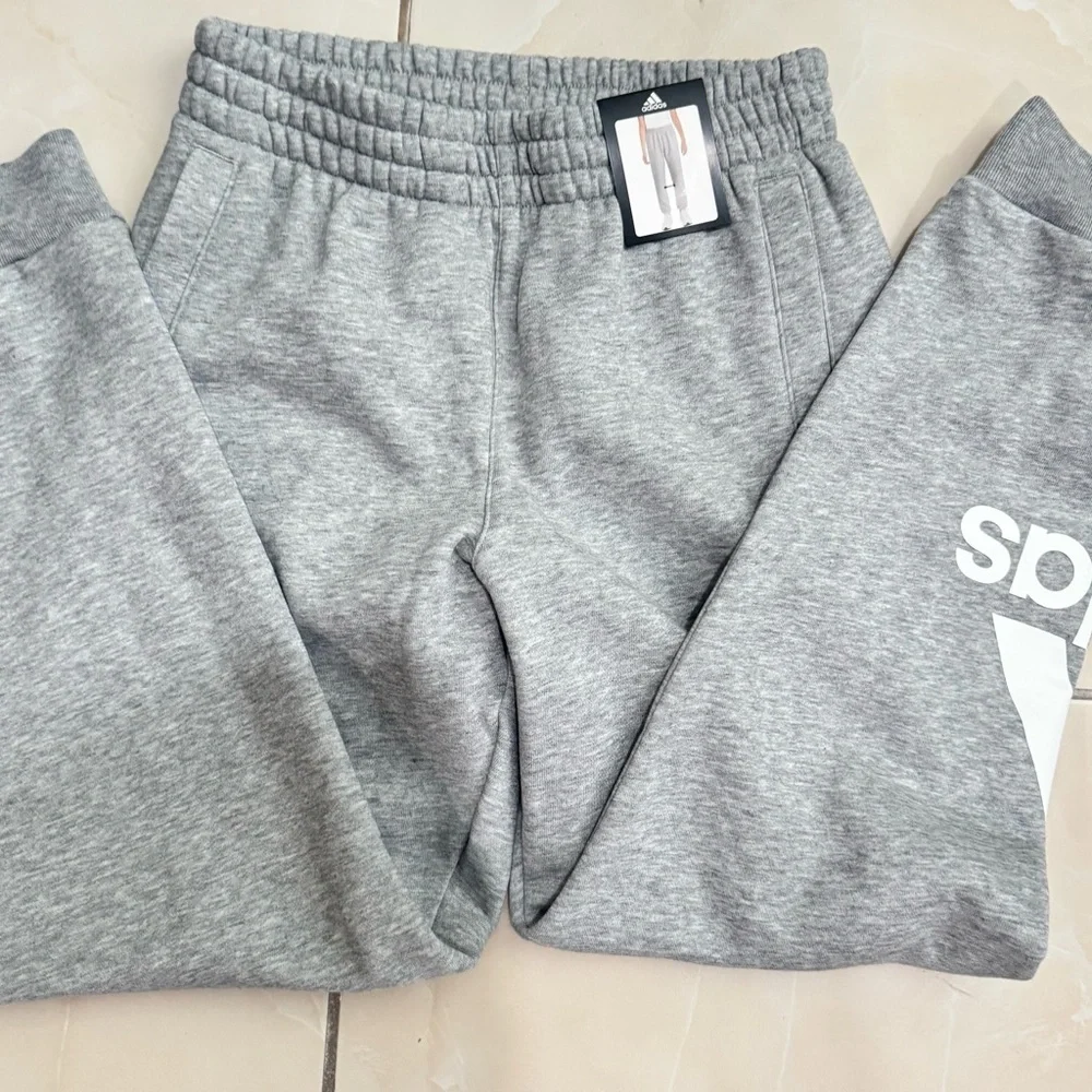 Adidas Kids Gray Joggers with Red and White Details